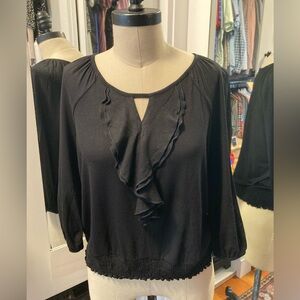 Elena Solano Black Women's 3/4 Sleeve Top, Size PL